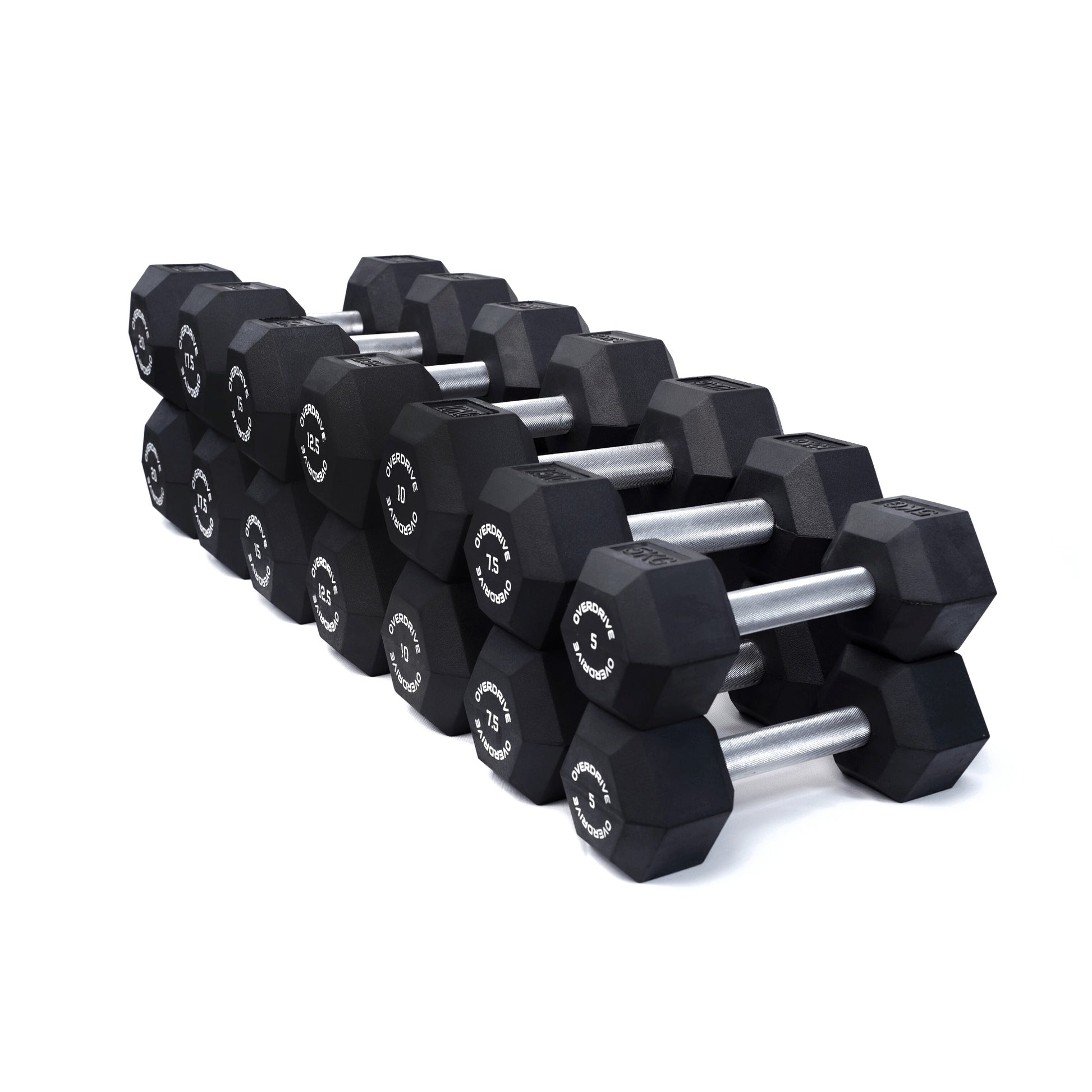 Overdrive Rubber Hex Dumbells